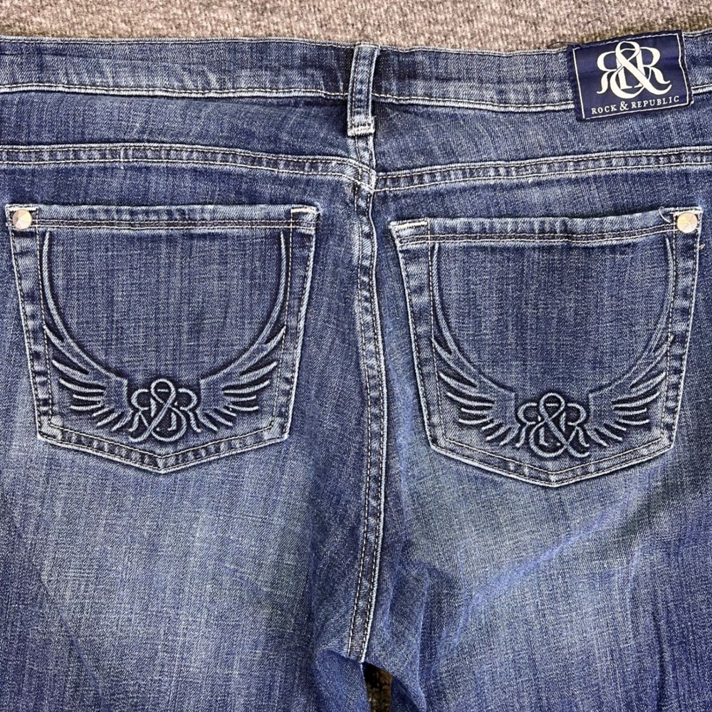 Rock & Republic Jeans Womens 16 Kasandra Bootcut Casual Grunge Studded Y2K 36x31